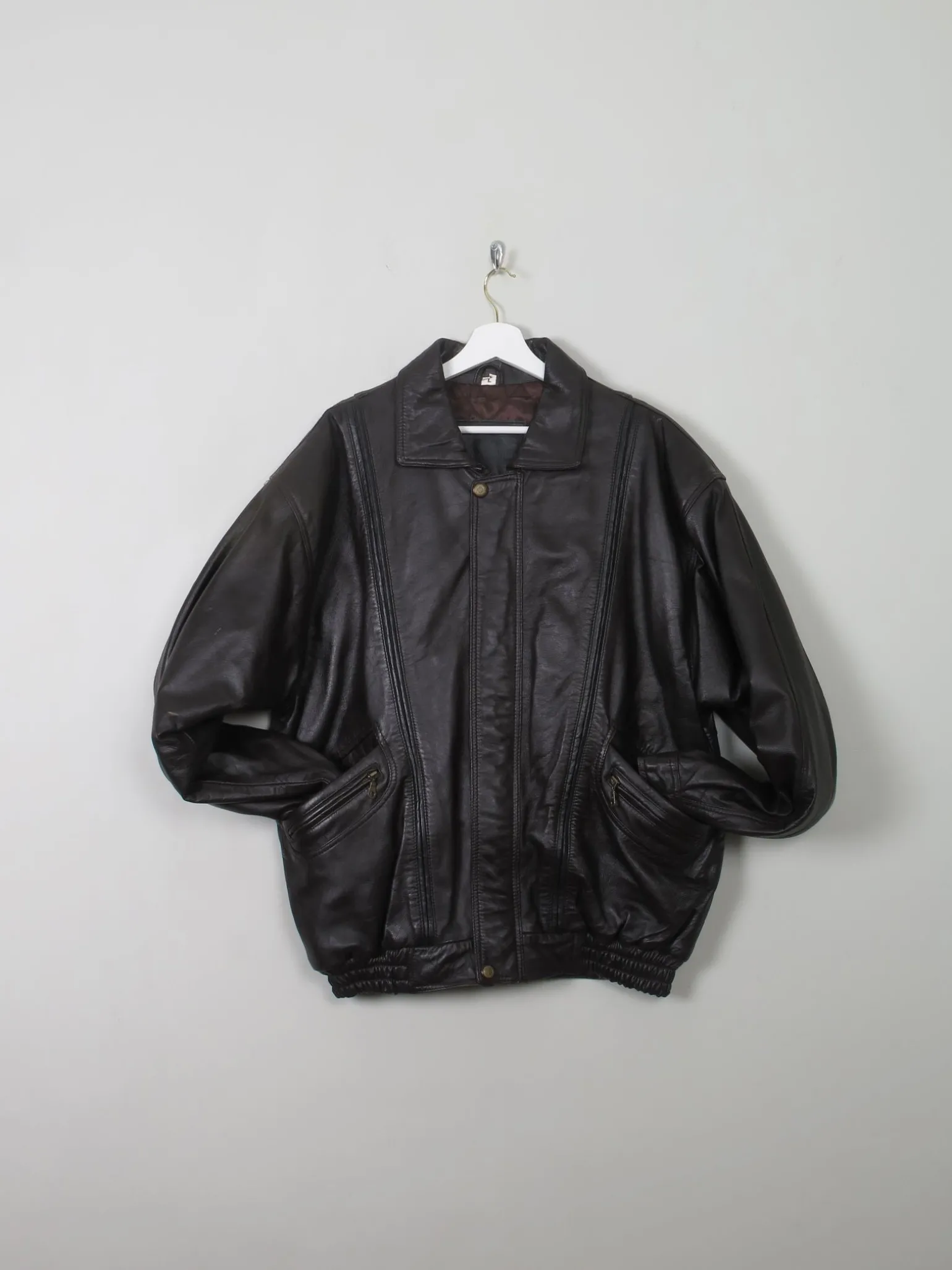 Men's Vintage Dark Brown Bomber Jacket L