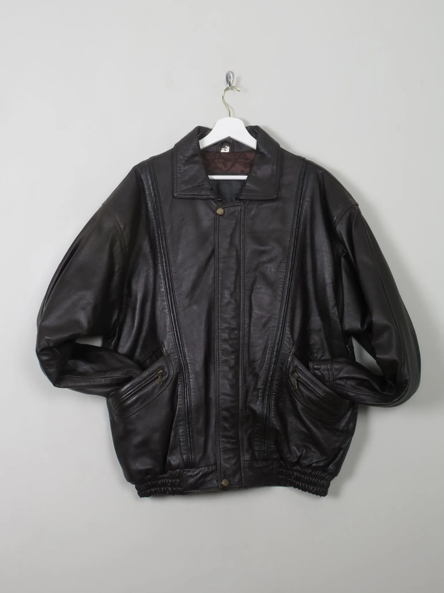 Men's Vintage Dark Brown Bomber Jacket L