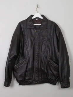 Men's Vintage Dark Brown Bomber Jacket L