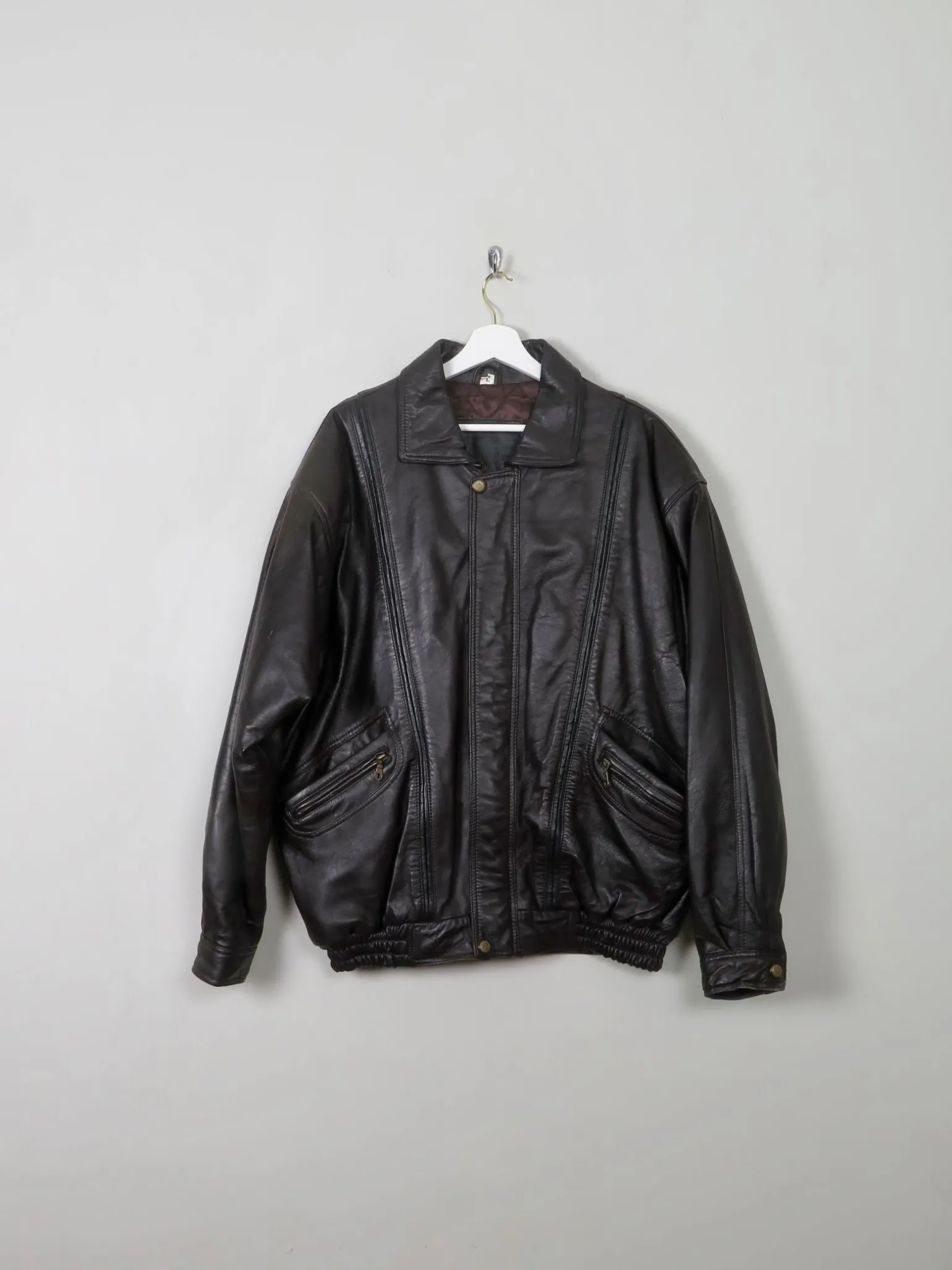 Men's Vintage Dark Brown Bomber Jacket L