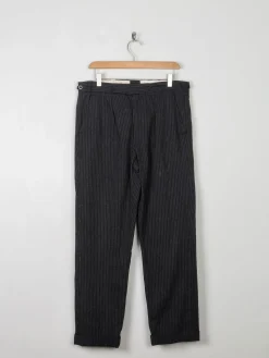 Men's Vintage Dark Grey Striped Trousers 32"/33"