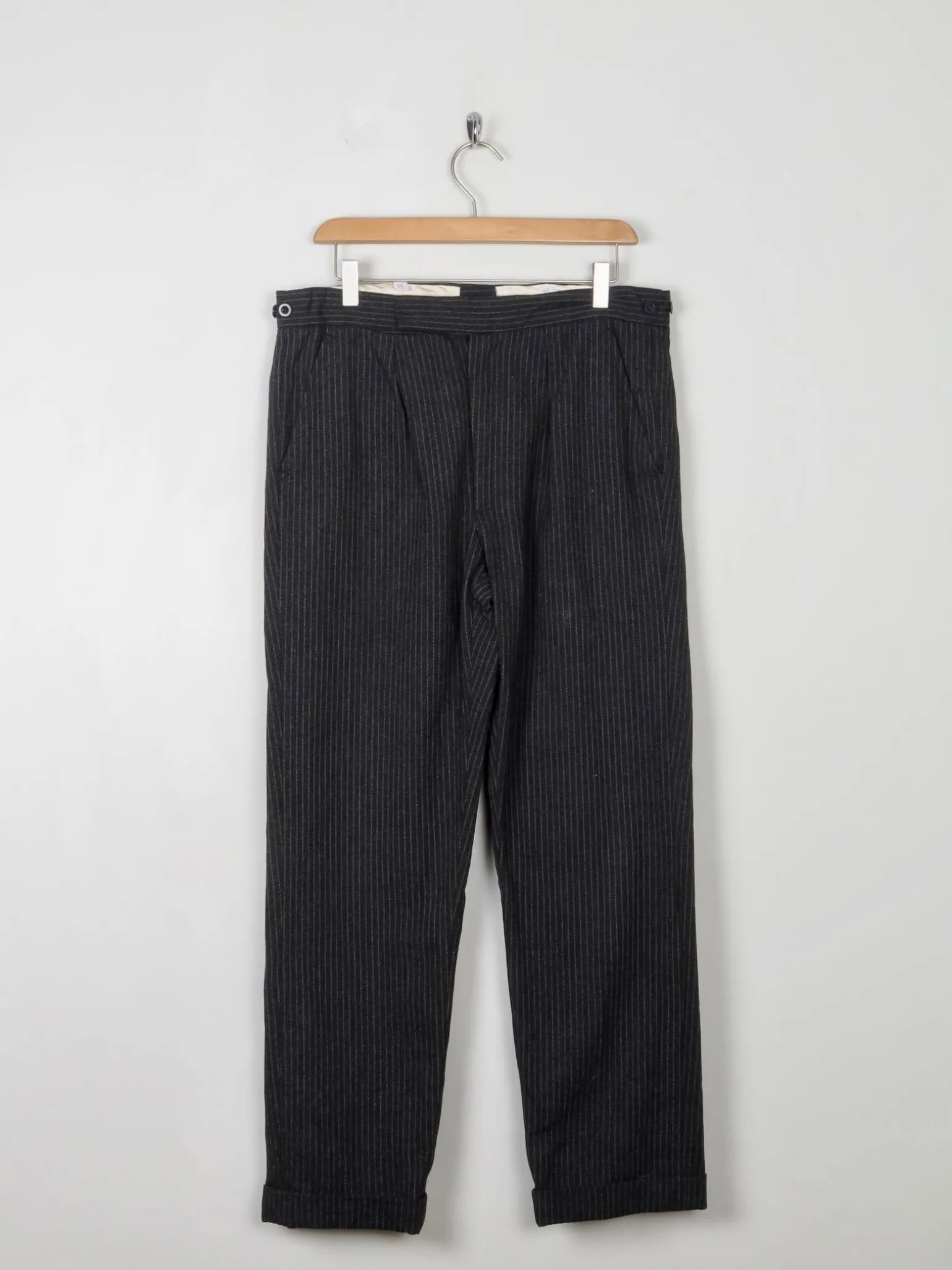 Men's Vintage Dark Grey Striped Trousers 32"/33"