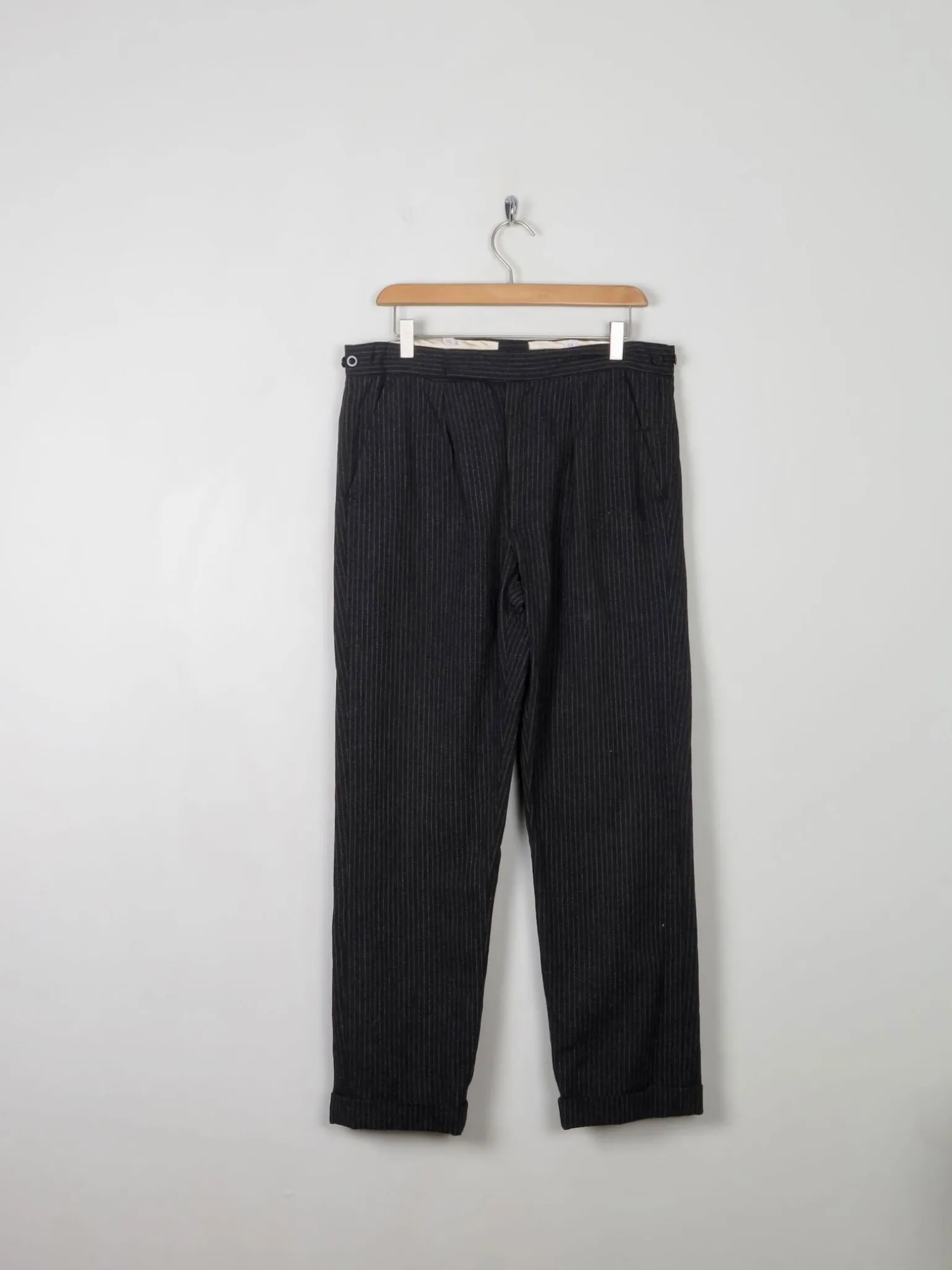 Men's Vintage Dark Grey Striped Trousers 32"/33"