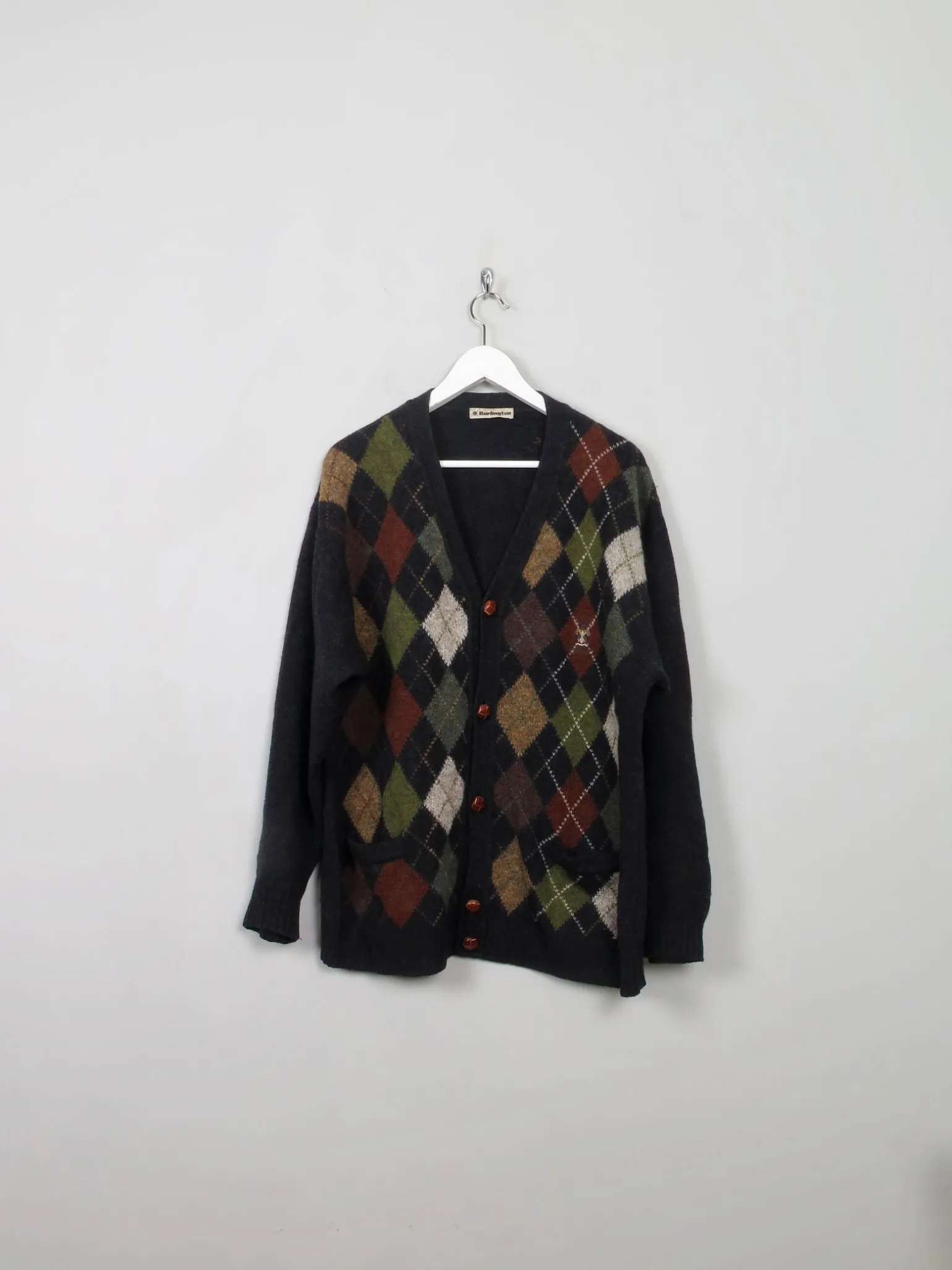 Men's Vintage Diamond Pattern Cardigan M/L
