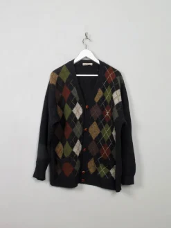 Men's Vintage Diamond Pattern Cardigan M/L