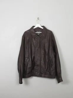 Men's Vintage Eddie Beaver Zip Leather Jacket Biker XL