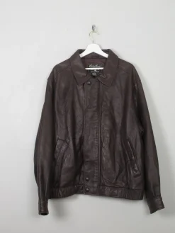 Men's Vintage Eddie Beaver Zip Leather Jacket Biker XL