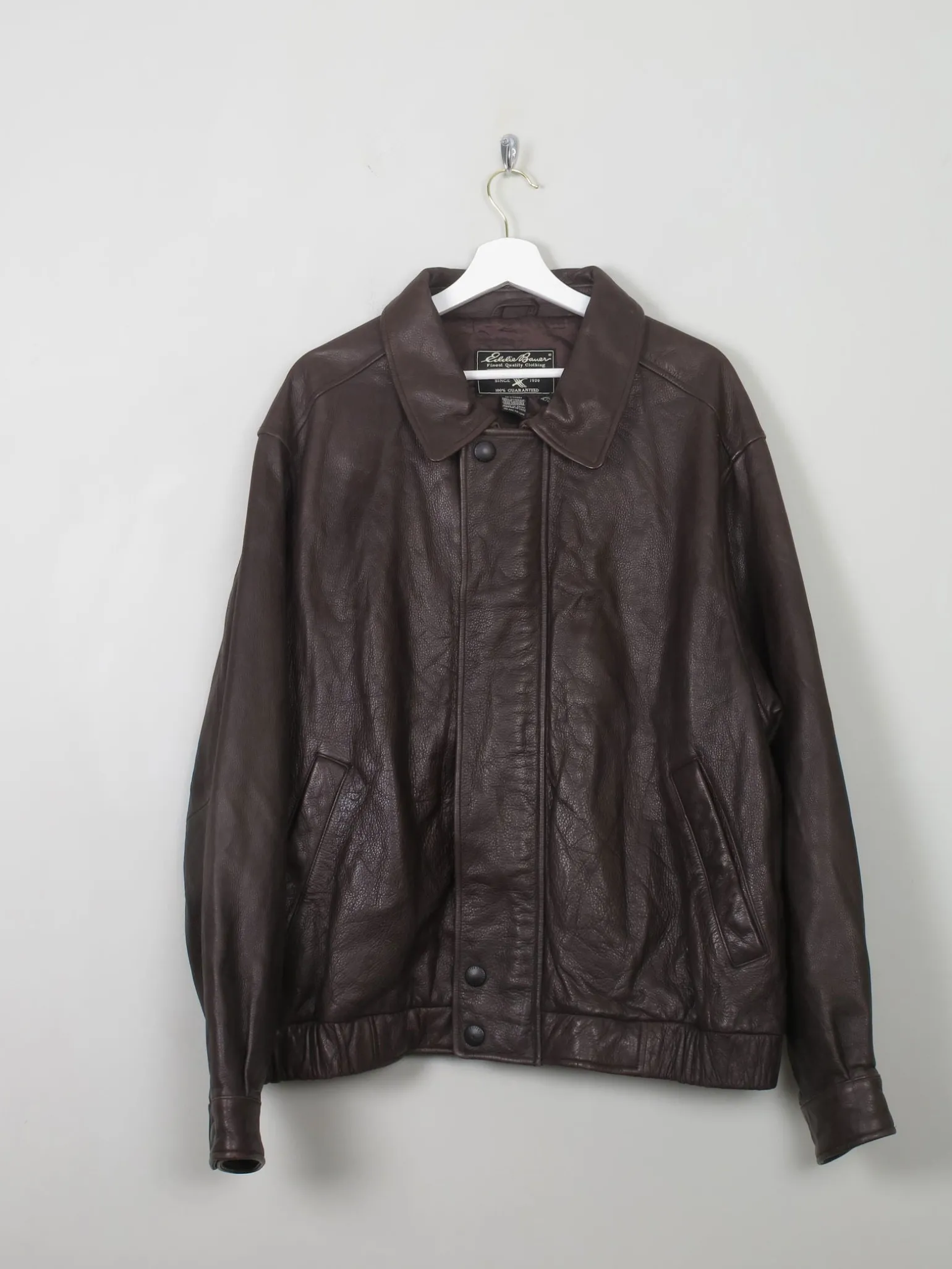 Men's Vintage Eddie Beaver Zip Leather Jacket Biker XL