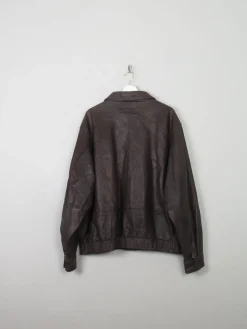 Men's Vintage Eddie Beaver Zip Leather Jacket Biker XL