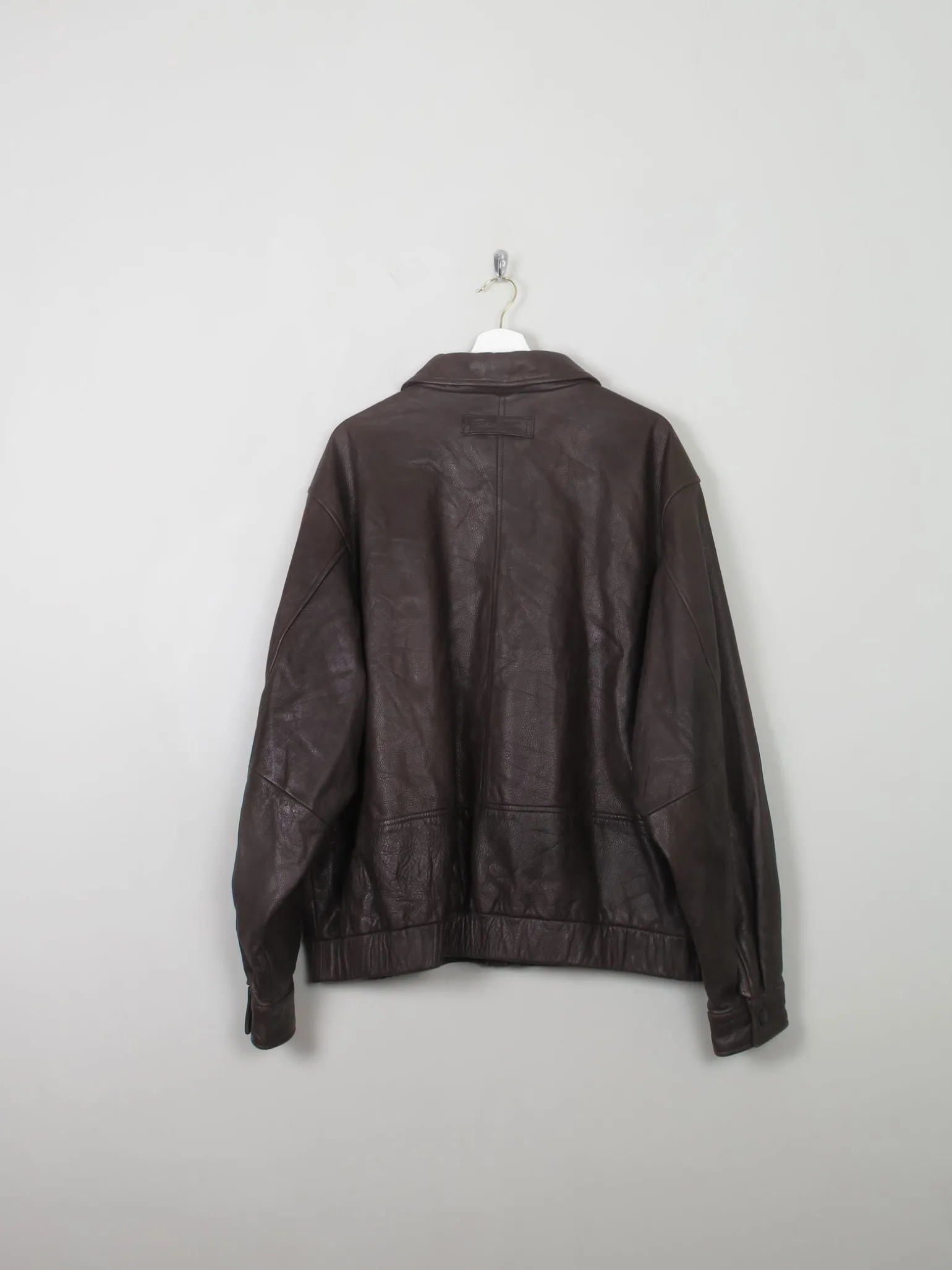 Men's Vintage Eddie Beaver Zip Leather Jacket Biker XL