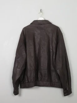 Men's Vintage Eddie Beaver Zip Leather Jacket Biker XL