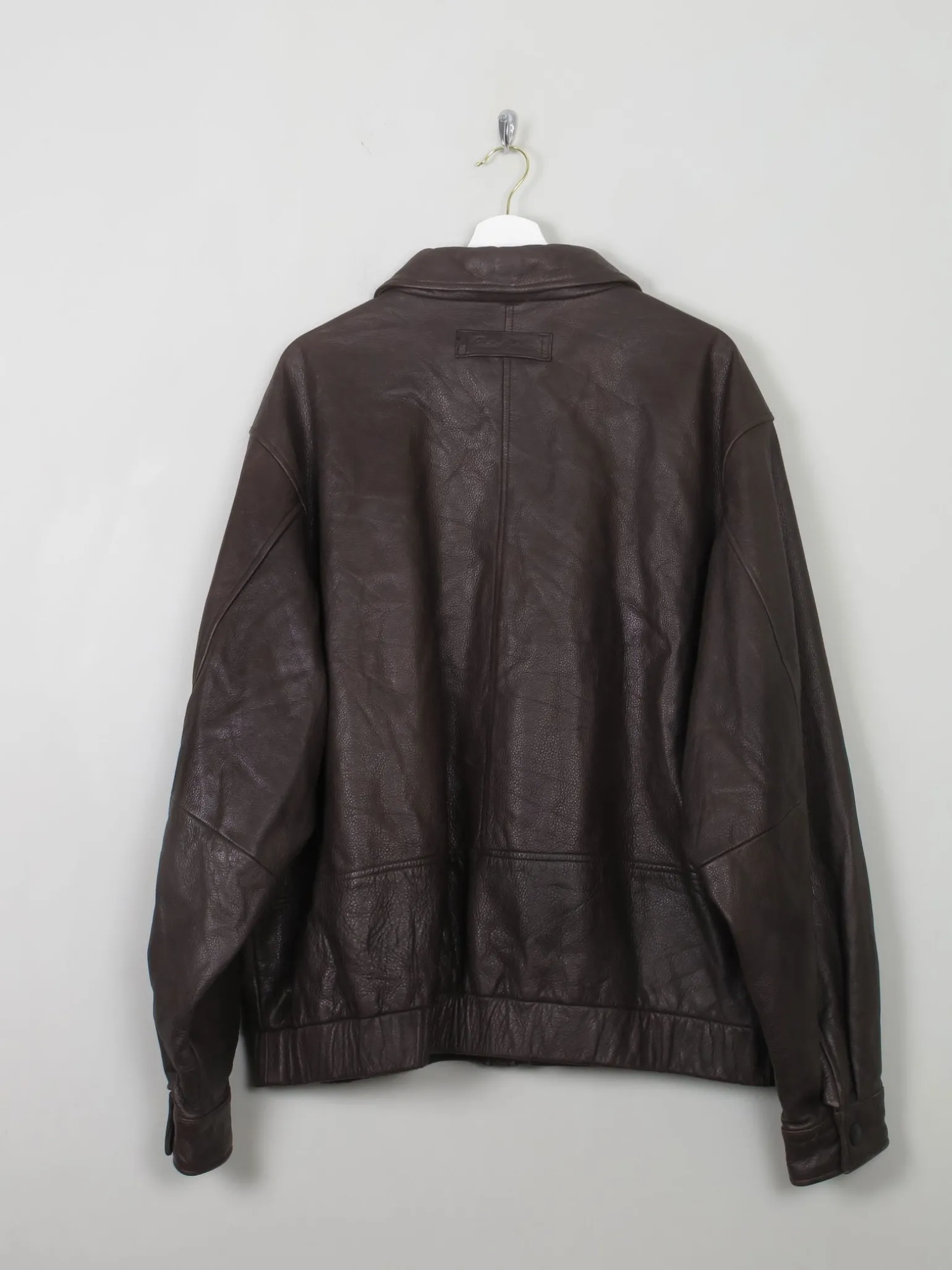 Men's Vintage Eddie Beaver Zip Leather Jacket Biker XL
