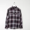 Men's Vintage Flannel Shirt Wine Check M