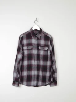 Men's Vintage Flannel Shirt Wine Check M