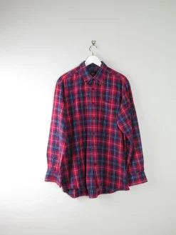 Men's Vintage Flannel Shirt Red & Navy L/XL