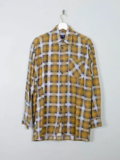 Men's Vintage Flannel Shirt Yellow & Grey S/M