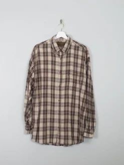 Men's Vintage Flannel Shirt With Green & Wine Checks L Oversized