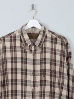 Men's Vintage Flannel Shirt With Green & Wine Checks L Oversized