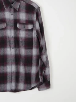 Men's Vintage Flannel Shirt Wine Check M