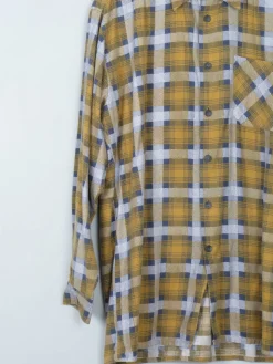 Men's Vintage Flannel Shirt Yellow & Grey S/M