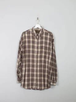 Men's Vintage Flannel Shirt With Green & Wine Checks L Oversized