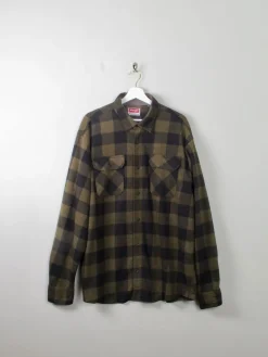 Men's Vintage Flannel Shirt Green & Black Check Wrangler XL