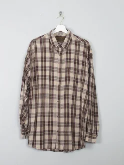 Men's Vintage Flannel Shirt With Green & Wine Checks L Oversized