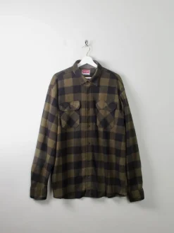 Men's Vintage Flannel Shirt Green & Black Check Wrangler XL