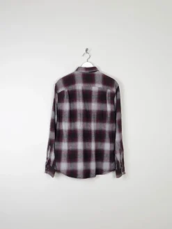 Men's Vintage Flannel Shirt Wine Check M