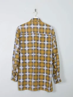Men's Vintage Flannel Shirt Yellow & Grey S/M