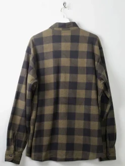 Men's Vintage Flannel Shirt Green & Black Check Wrangler XL