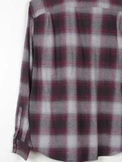 Men's Vintage Flannel Shirt Wine Check M