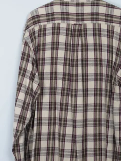 Men's Vintage Flannel Shirt With Green & Wine Checks L Oversized