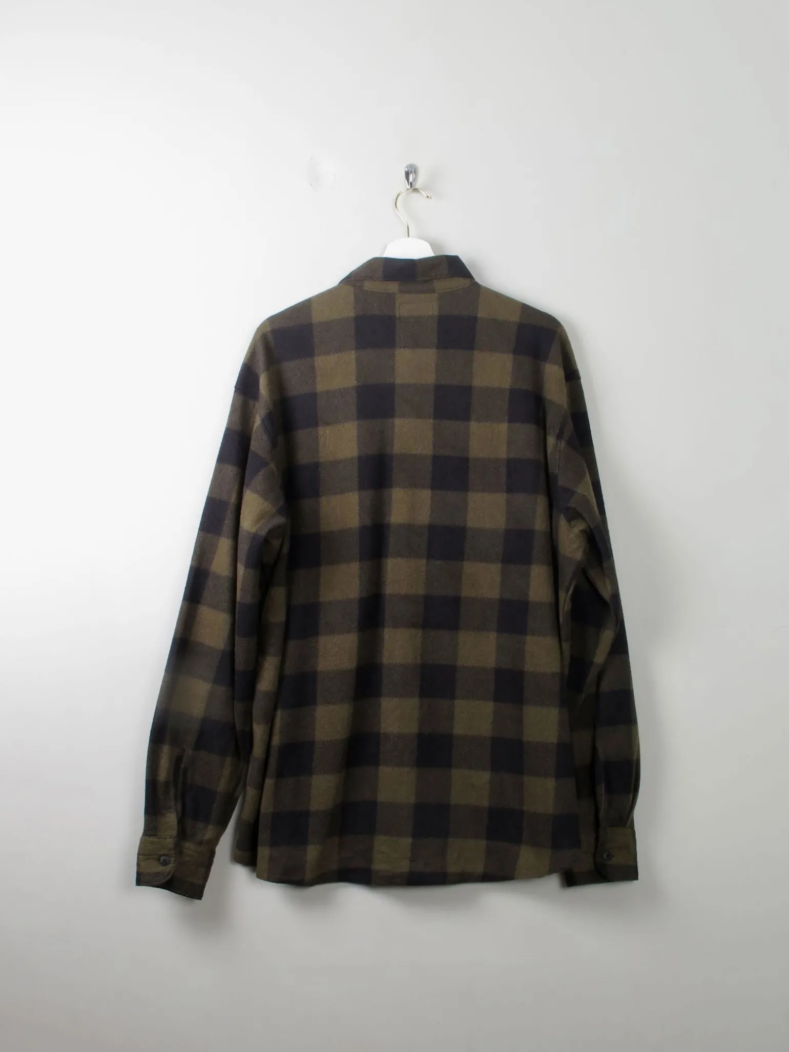 Men's Vintage Flannel Shirt Green & Black Check Wrangler XL