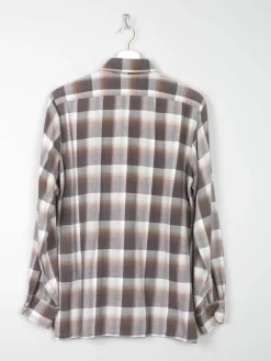 Men's Vintage Flannel Shirt Cream &  Brown S