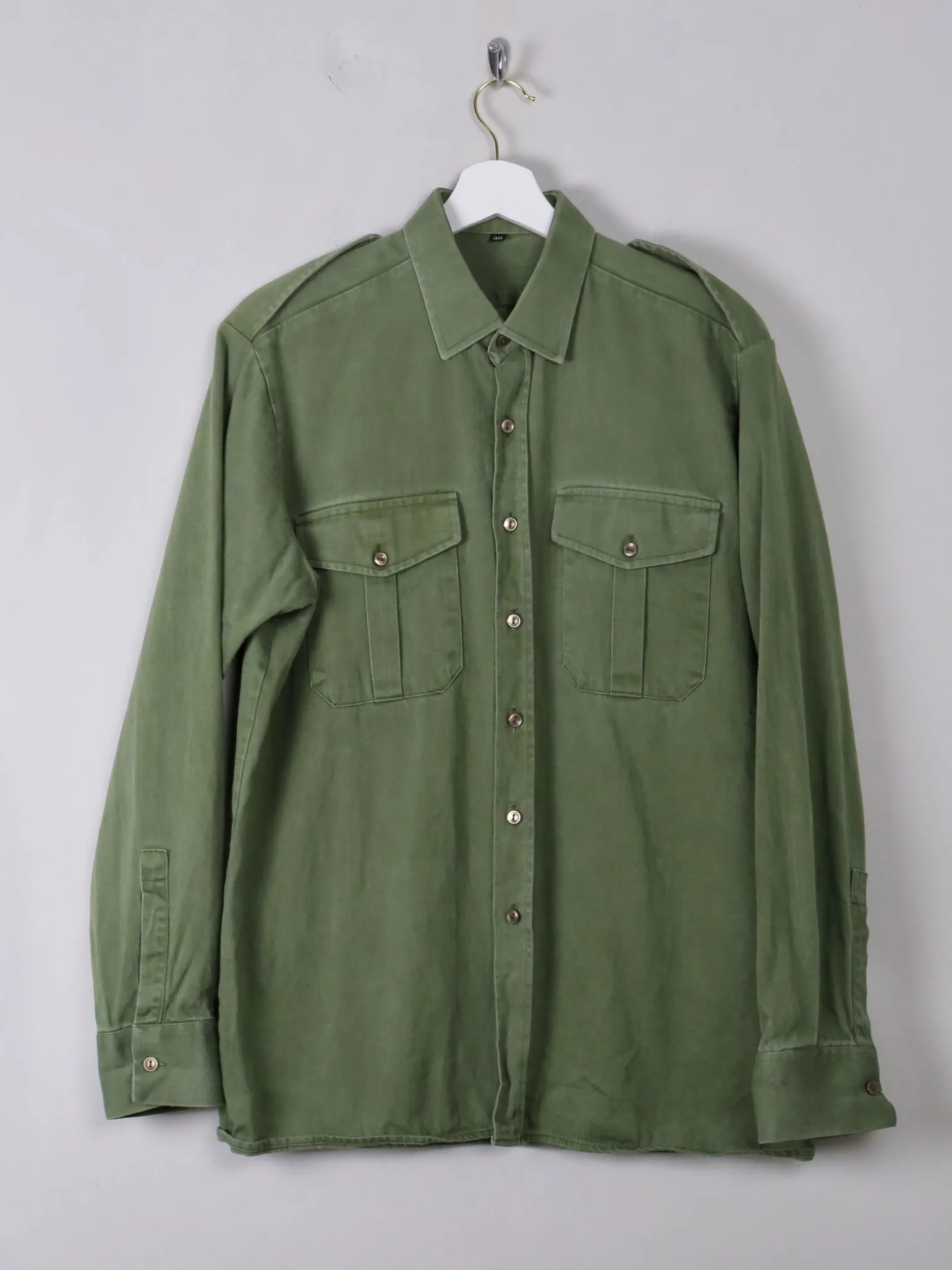 Men's VIntage Green Army Shirt L