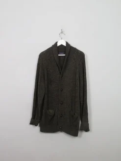 Men's Vintage Green Cardigan With Collar XL