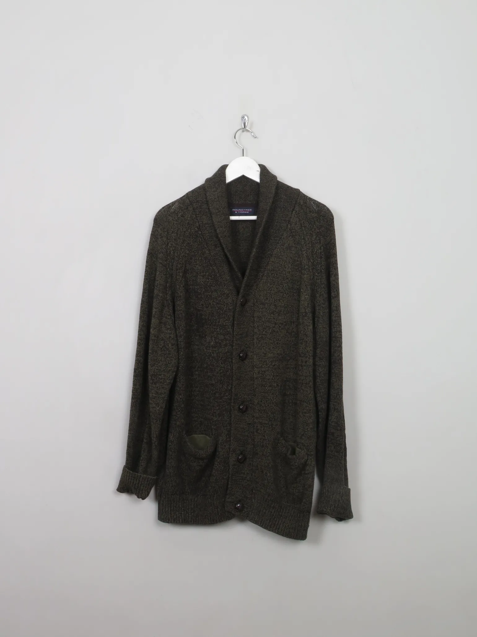 Men's Vintage Green Cardigan With Collar XL