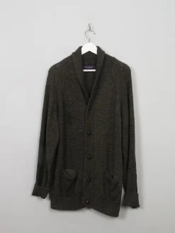 Men's Vintage Green Cardigan With Collar XL