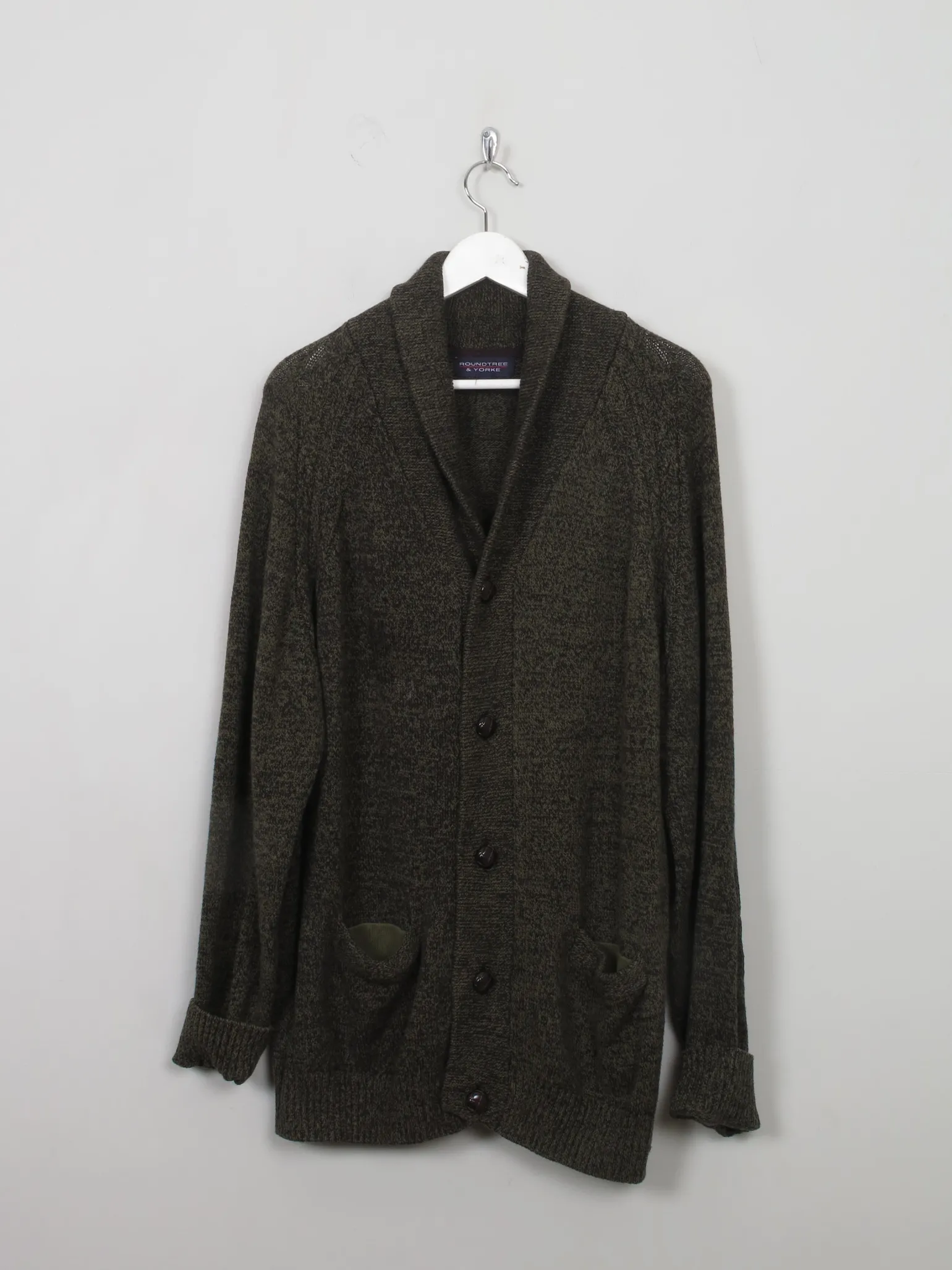 Men's Vintage Green Cardigan With Collar XL