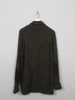 Men's Vintage Green Cardigan With Collar XL