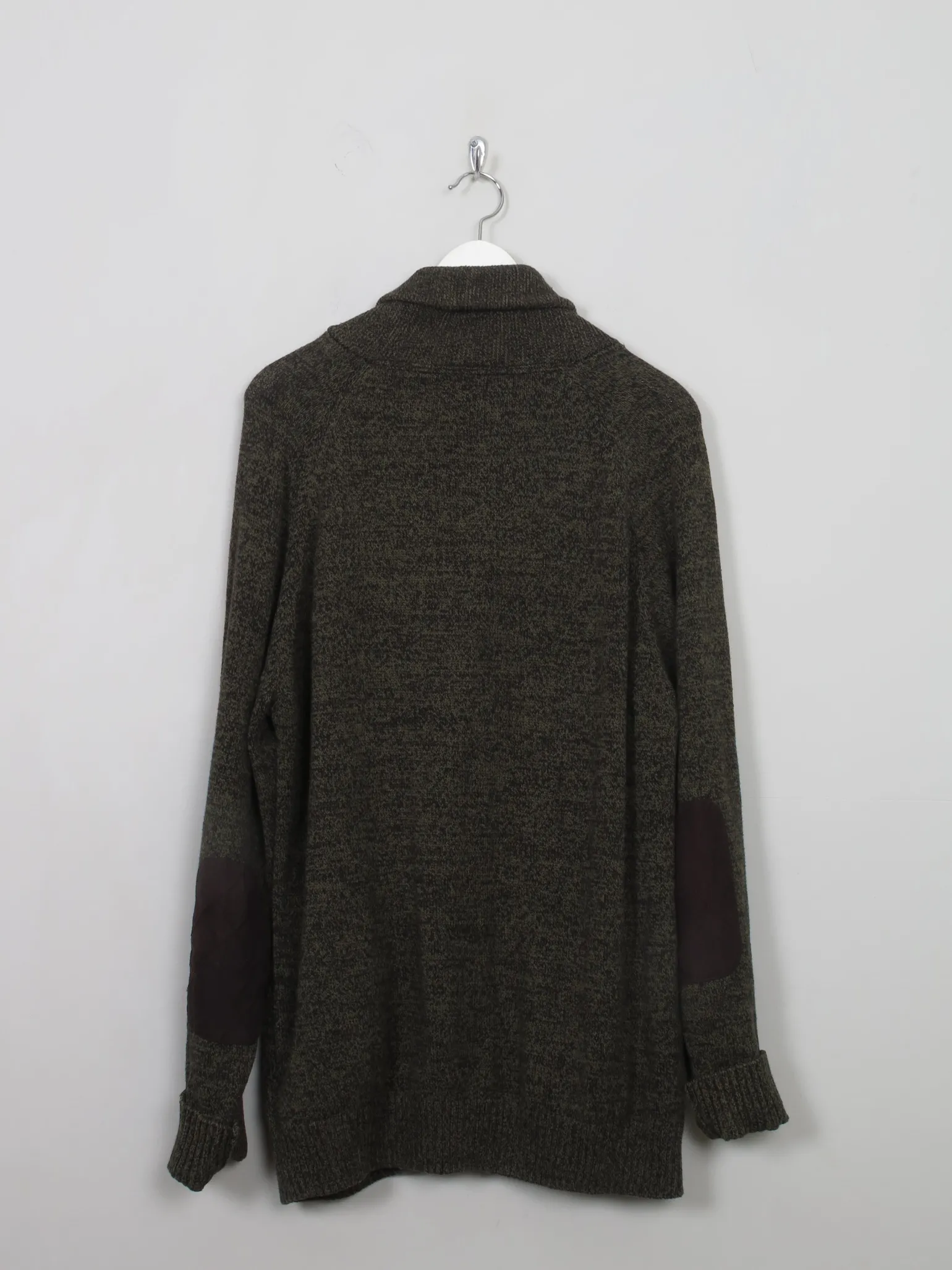 Men's Vintage Green Cardigan With Collar XL