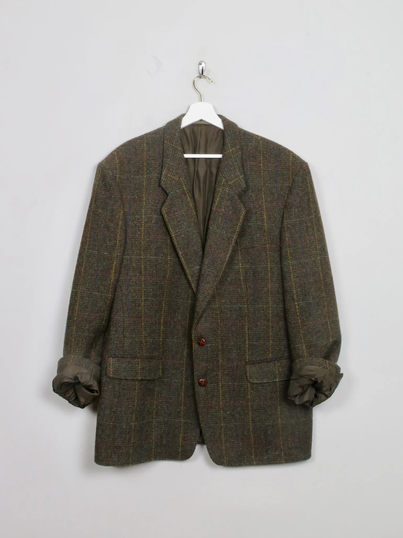 Men's Vintage Green Harris Tweed Jacket 44"