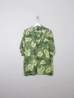 Men's Vintage Green Hawaiian Shirt M