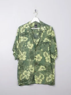 Men's Vintage Green Hawaiian Shirt M