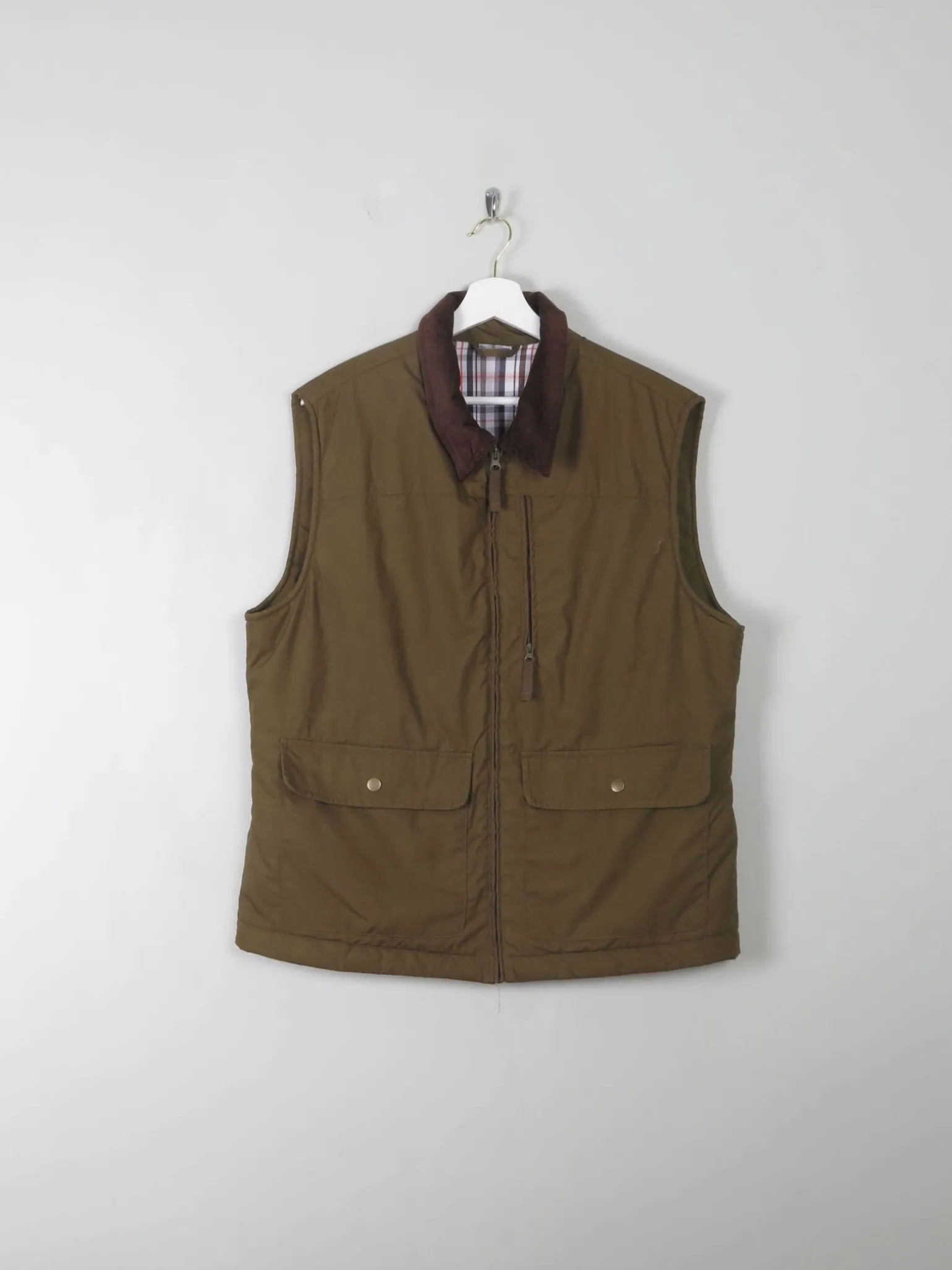 Men's Vintage Green Lined Gilet M