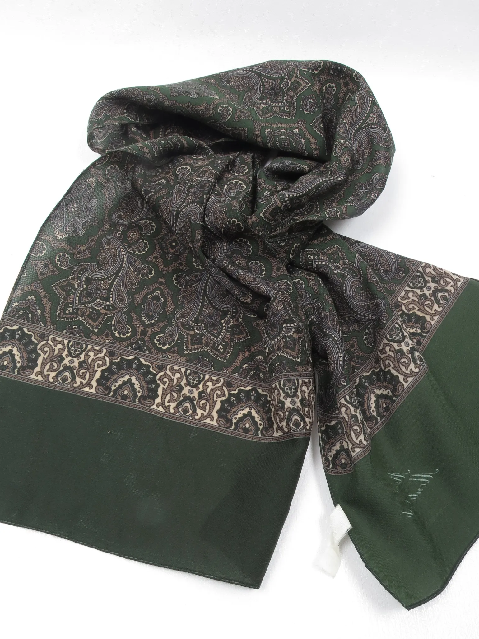 Men's Vintage Green Printed Scarf