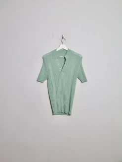 Men's Vintage Green Ribbed Top S/M