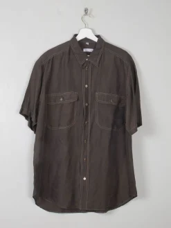 Men's Vintage Green/Black Silk Shirt L