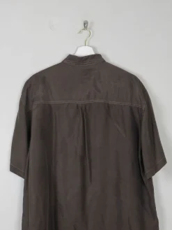 Men's Vintage Green/Black Silk Shirt L